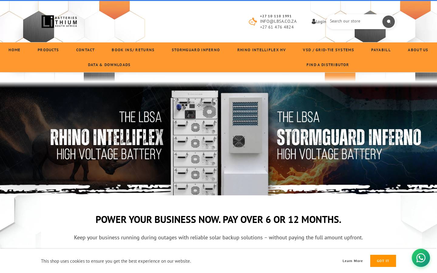 lithiumbatteriessa.co.za homepage screenshot