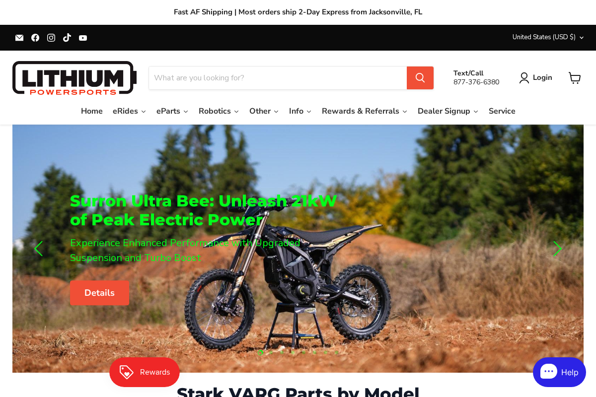 Lithium Powersports homepage screenshot