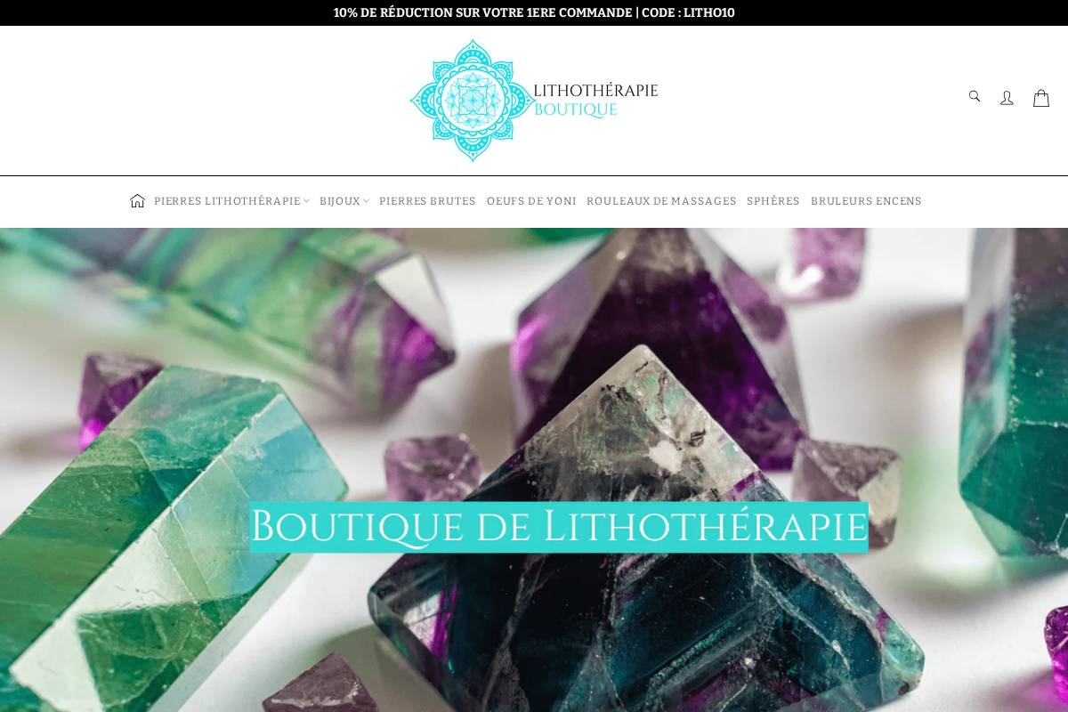 Lithotherapie Boutique homepage screenshot