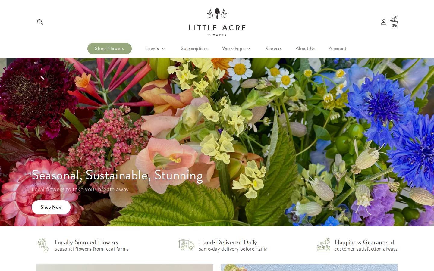 Little Acre Flowers homepage screenshot