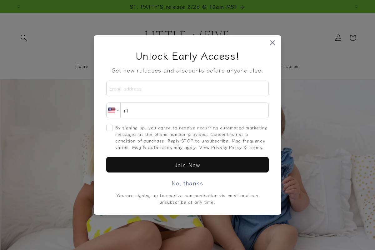 littleandfive.com homepage screenshot
