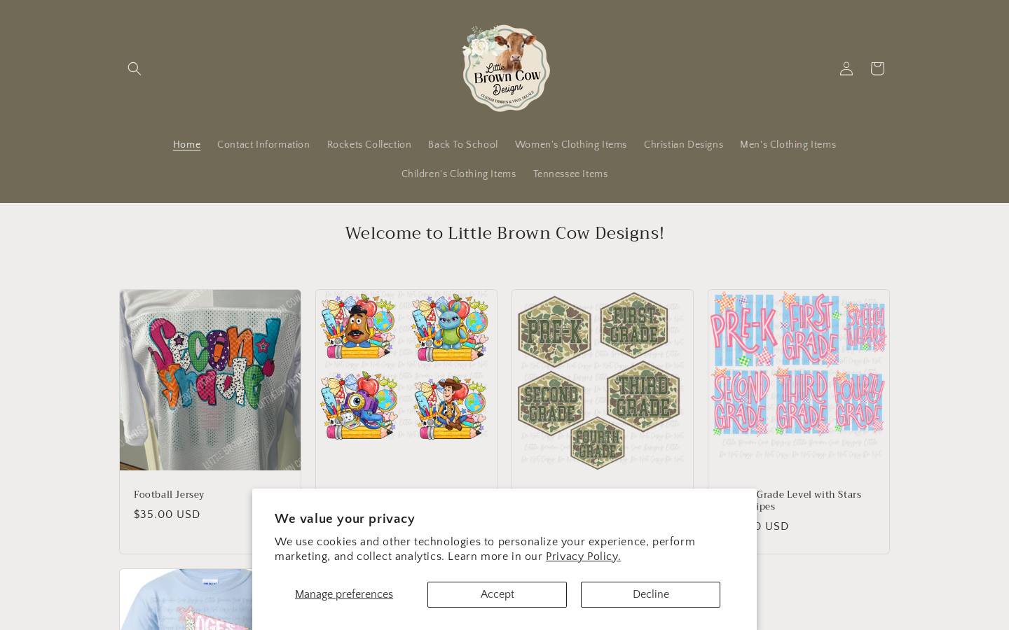 littlebrowncowdesigns.com homepage screenshot