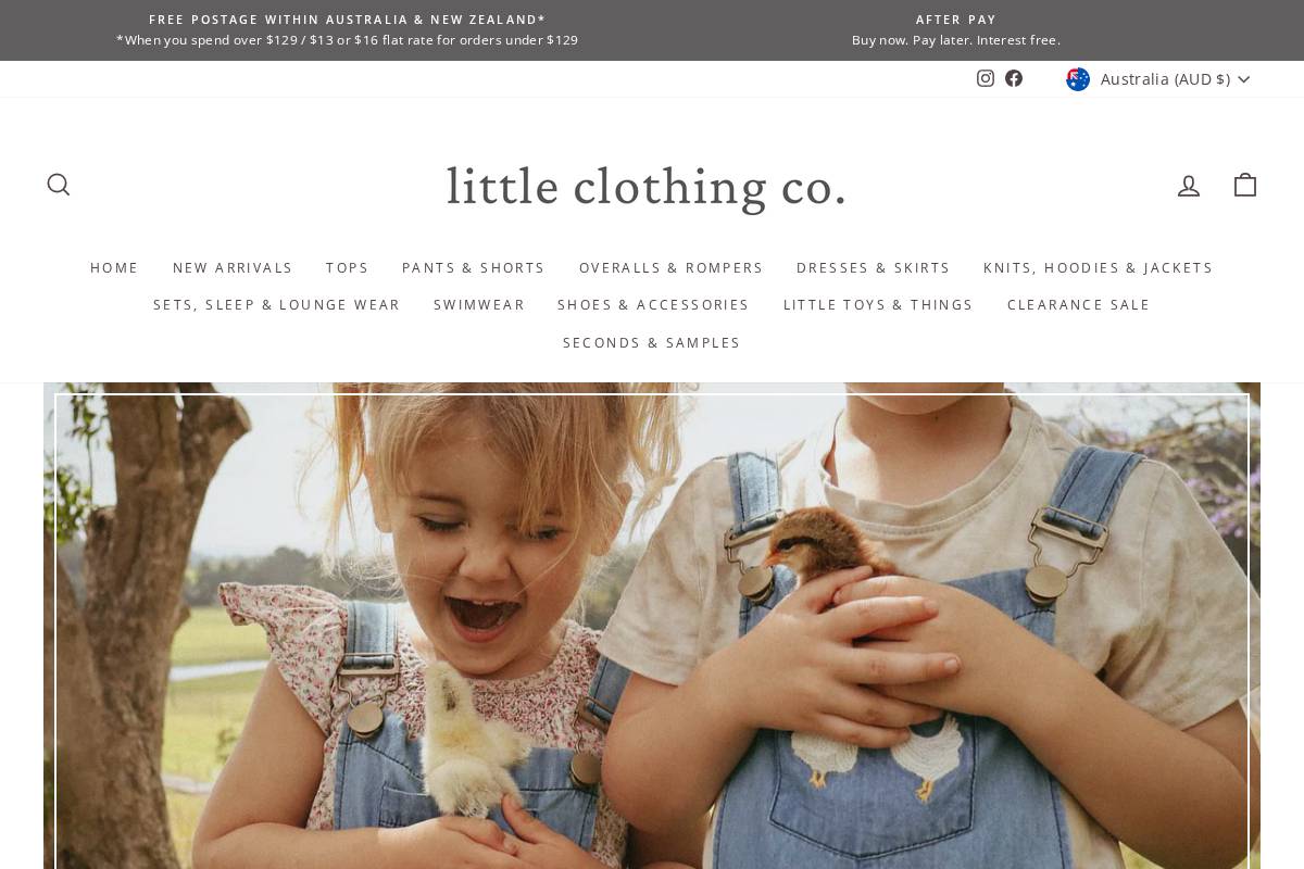 littleclothingco.com.au homepage screenshot