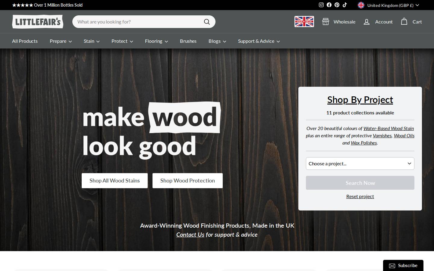 Littlefair's Wood Finishing Products homepage screenshot