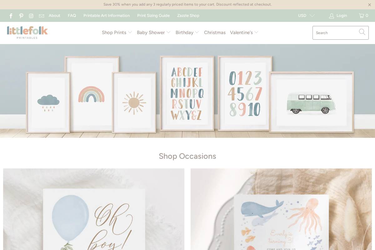 littlefolkprintables.com homepage screenshot