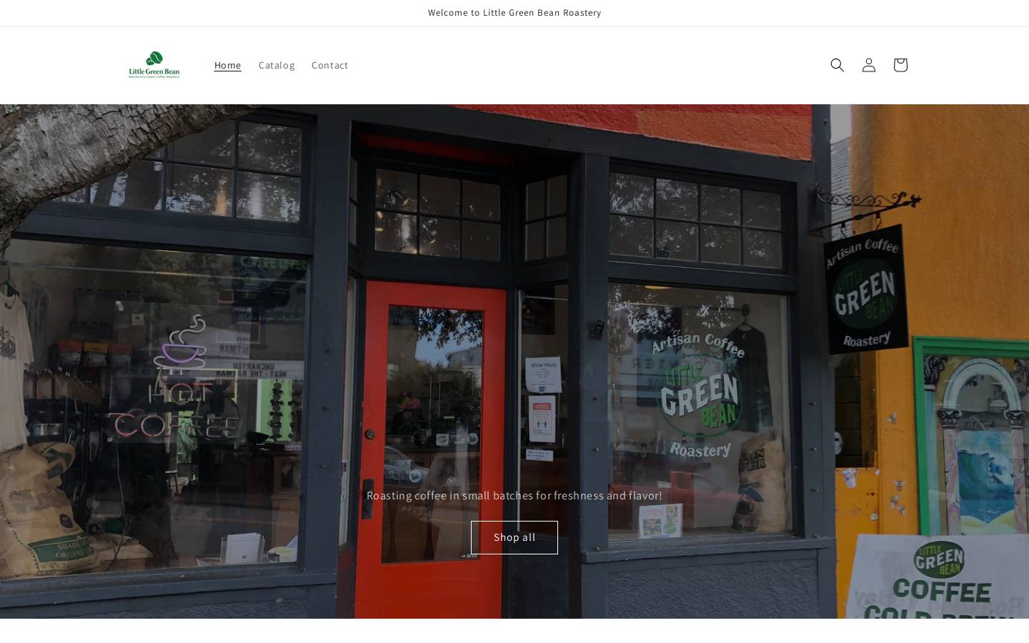 littlegreenbeanroastery.com homepage screenshot
