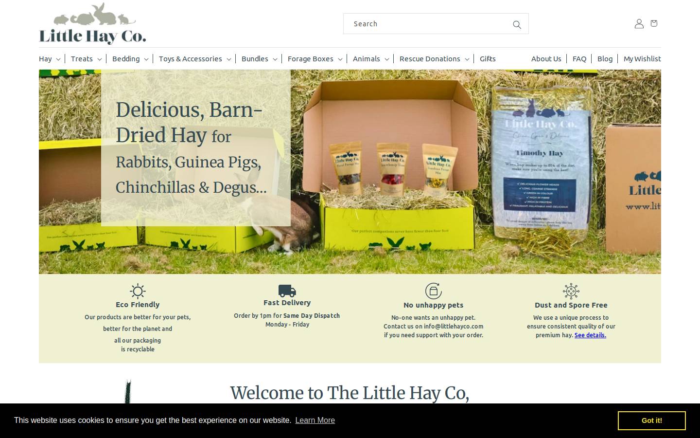 The Little Hay Company homepage screenshot