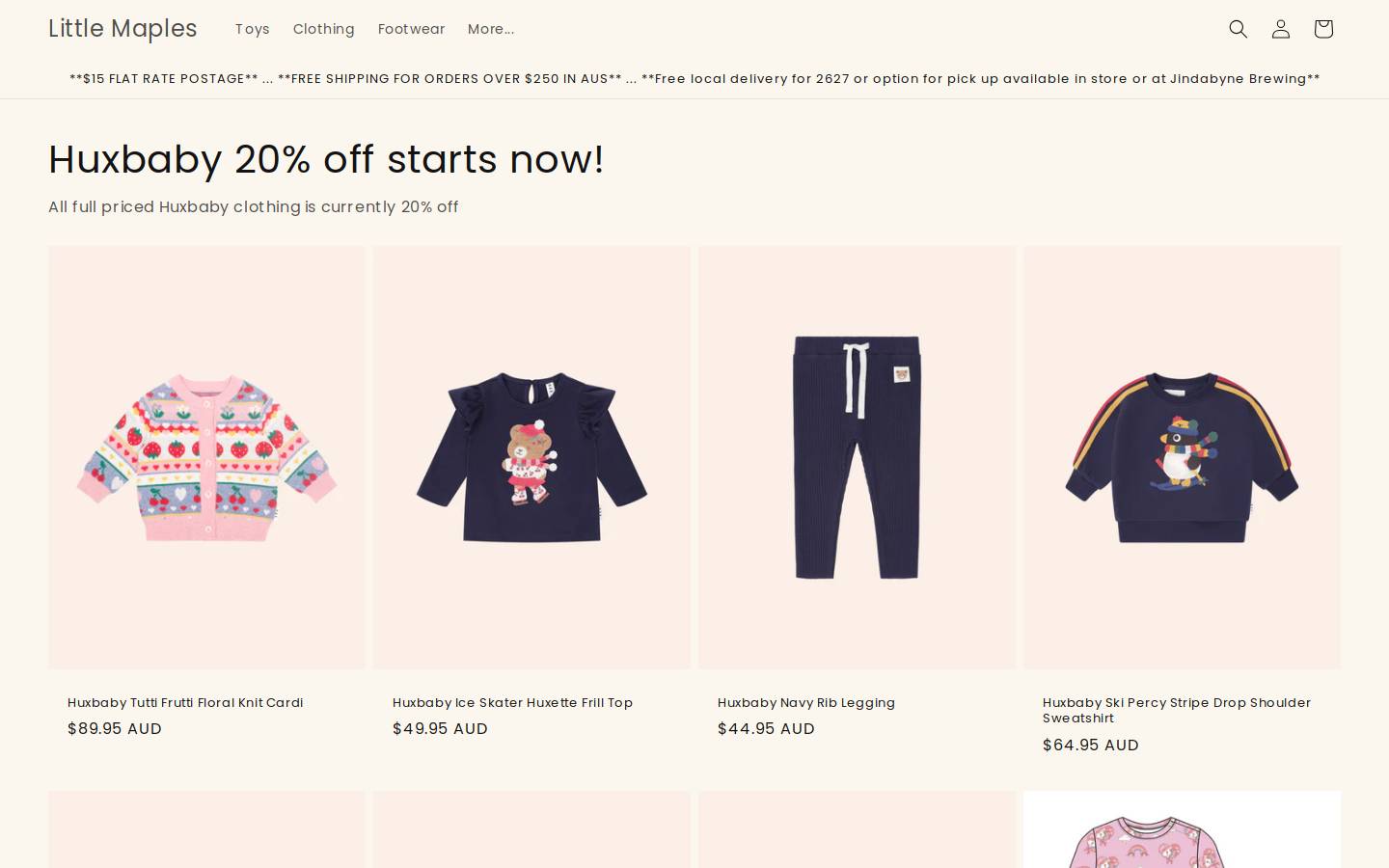 littlemaples.com.au homepage screenshot