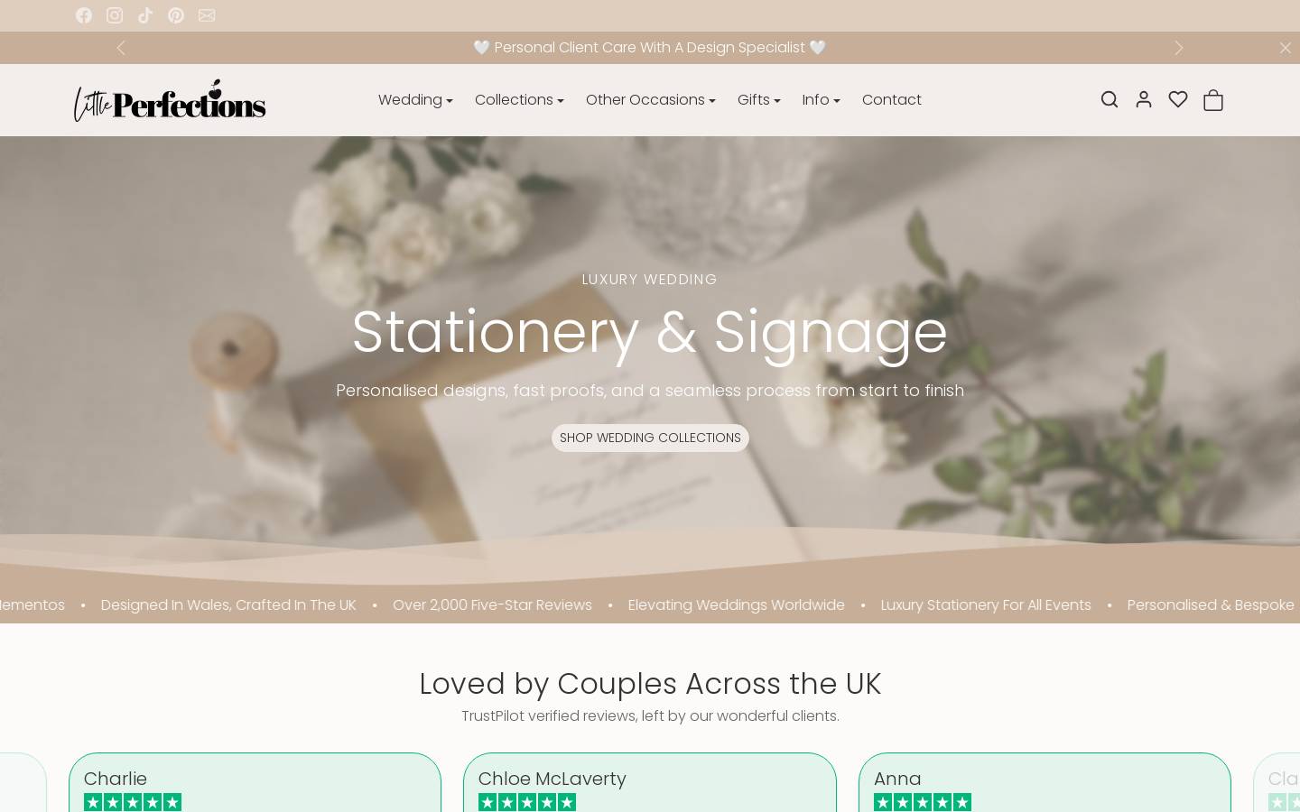 Little Perfections homepage screenshot