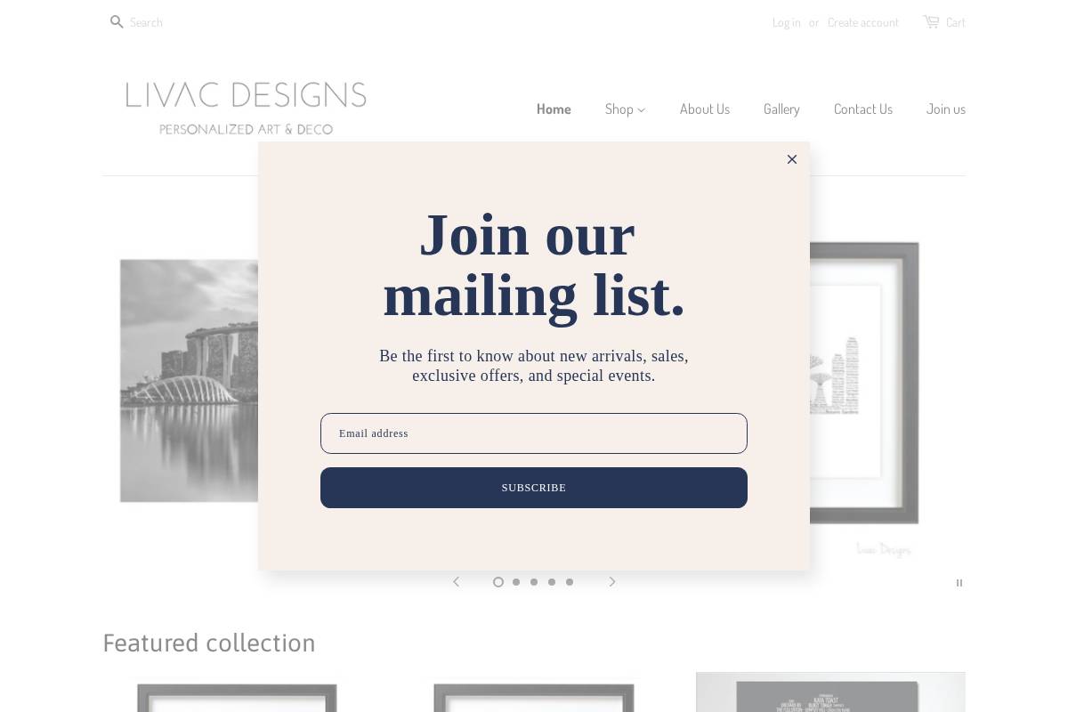 livacdesigns.com homepage screenshot