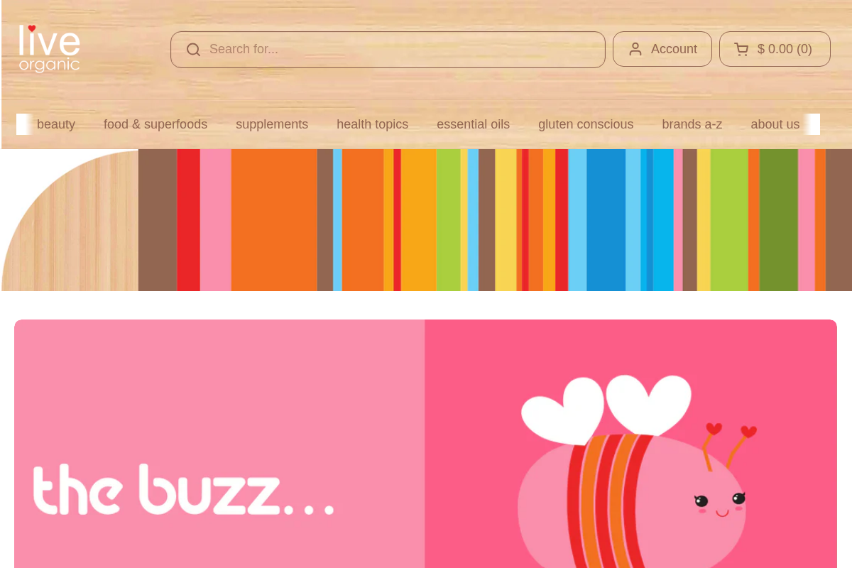 live live & organic™ homepage screenshot