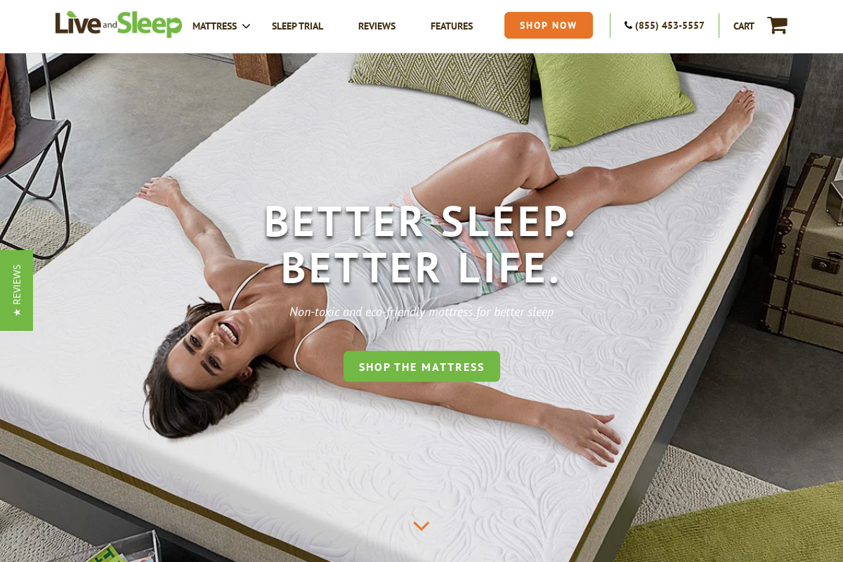 Live and Sleep homepage screenshot