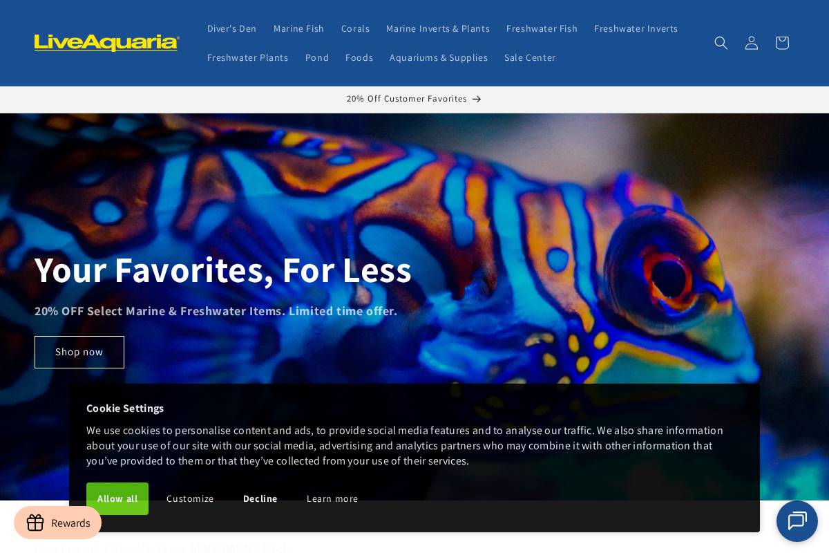 LiveAquaria homepage screenshot