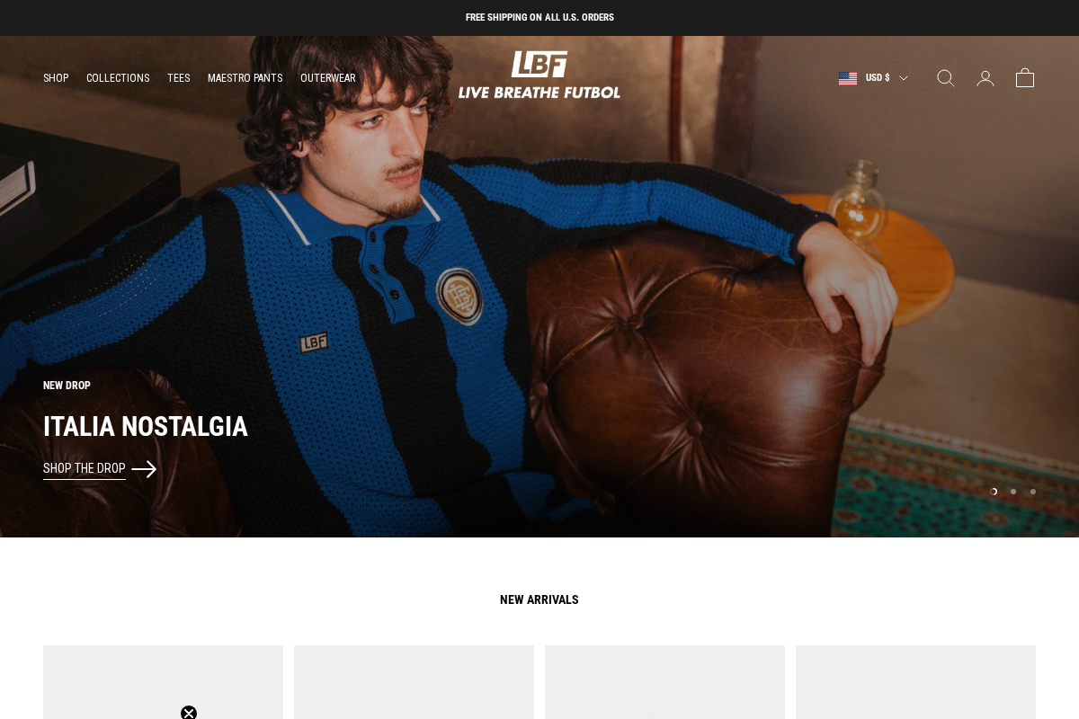Live Breathe Futbol homepage screenshot