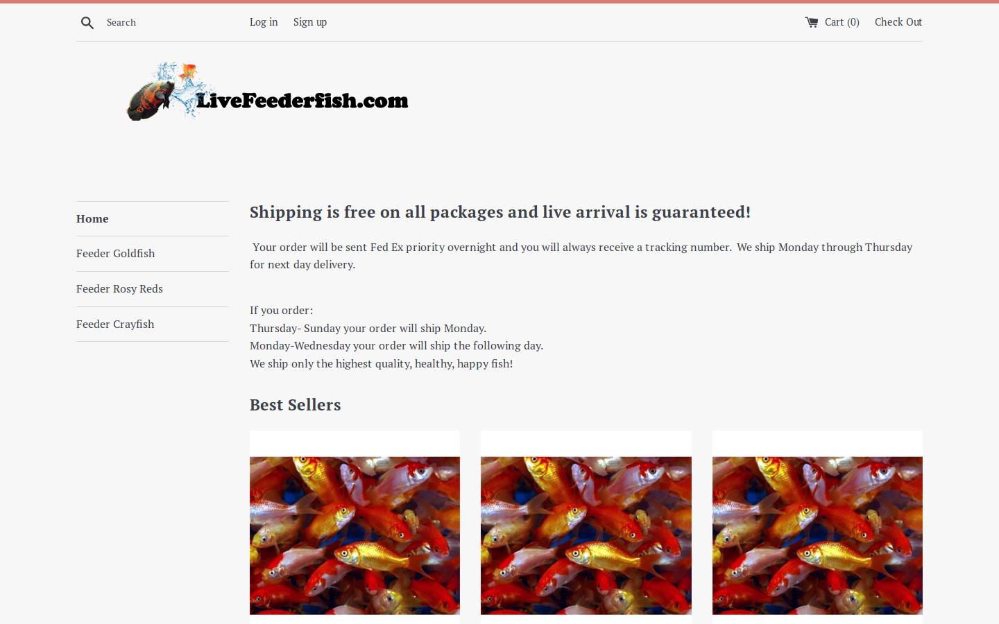 livefeederfish.com homepage screenshot