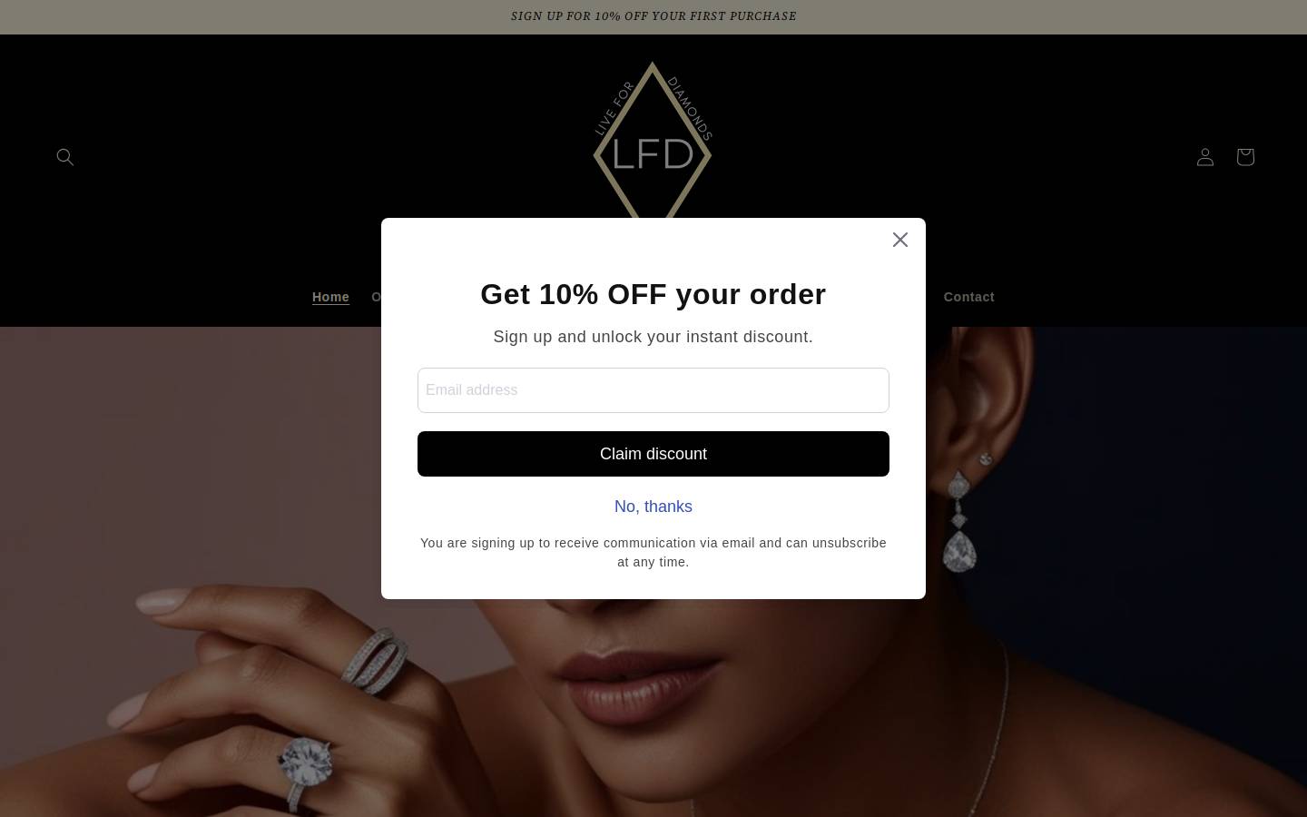 livefordiamonds.com homepage screenshot
