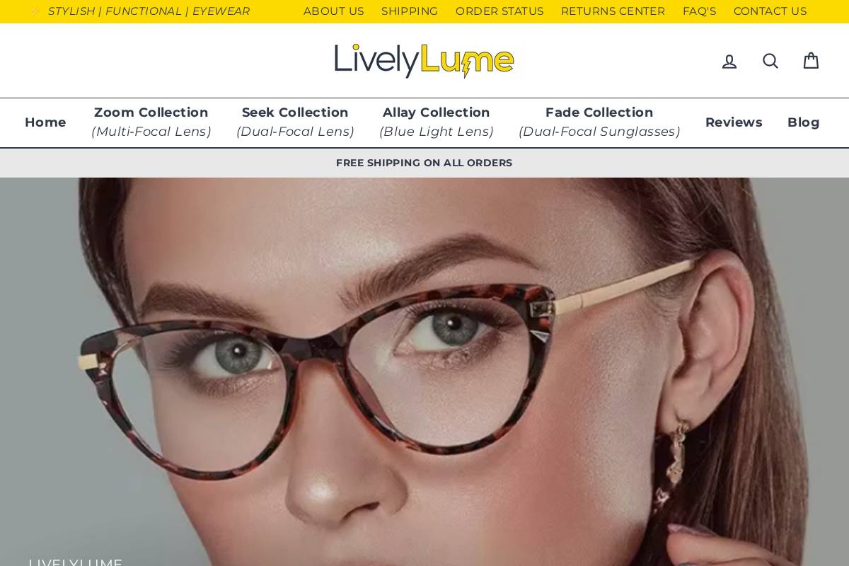 livelylumeeyewear.com homepage screenshot