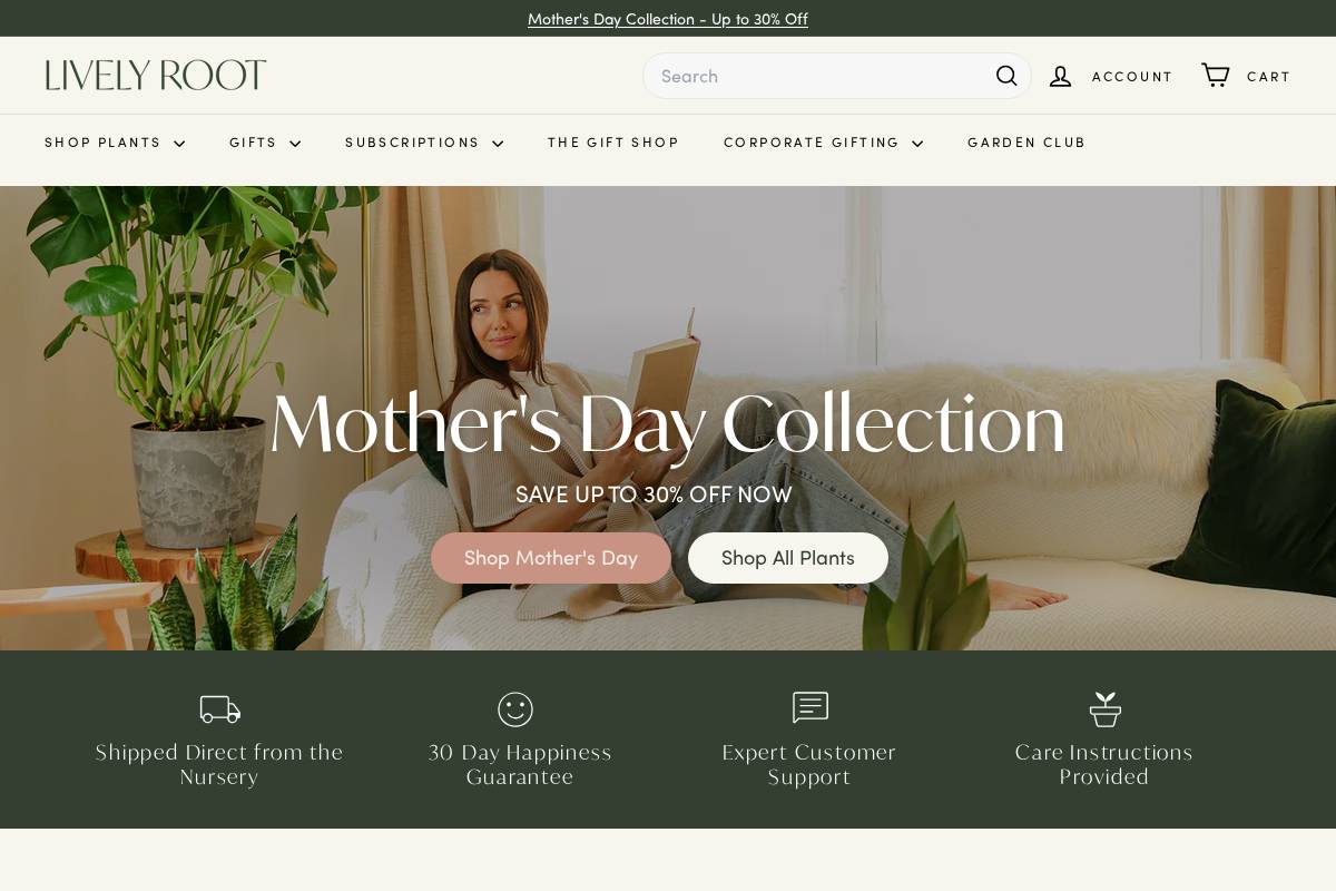 Lively Root homepage screenshot