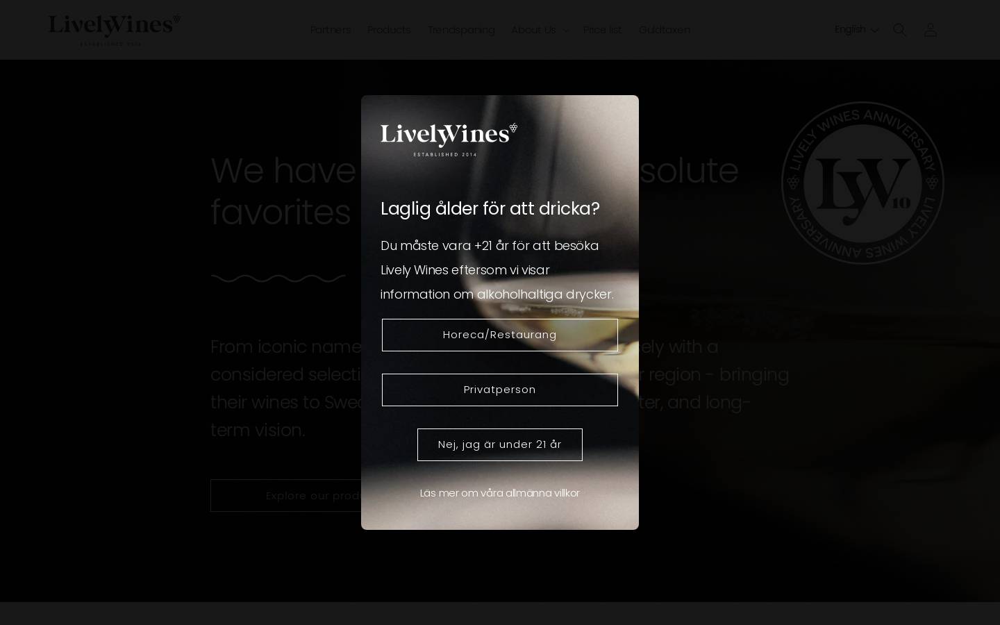 livelywines.se homepage screenshot