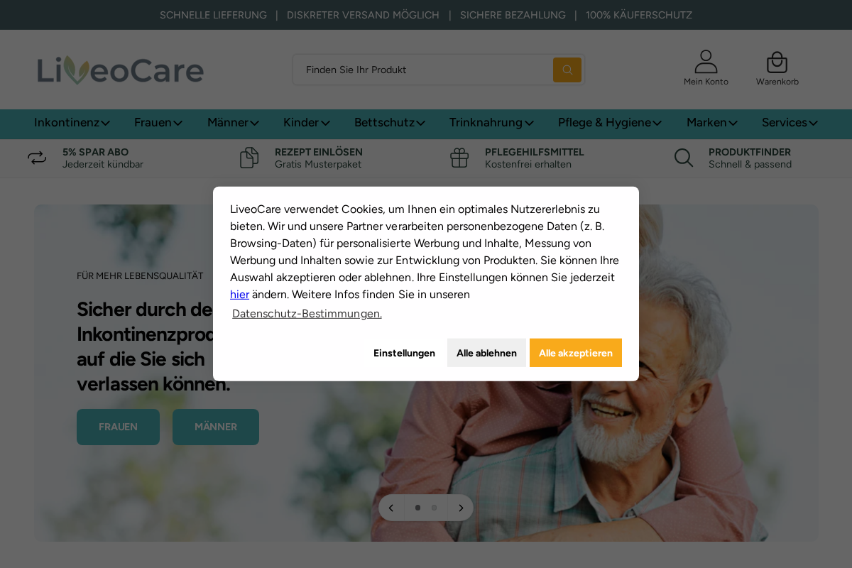 Liveocare homepage screenshot
