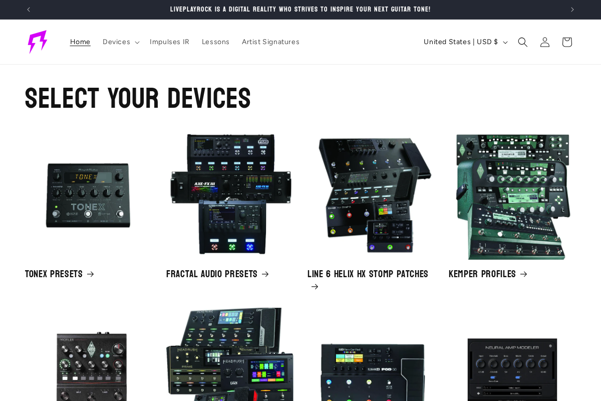 Liveplayrock homepage screenshot