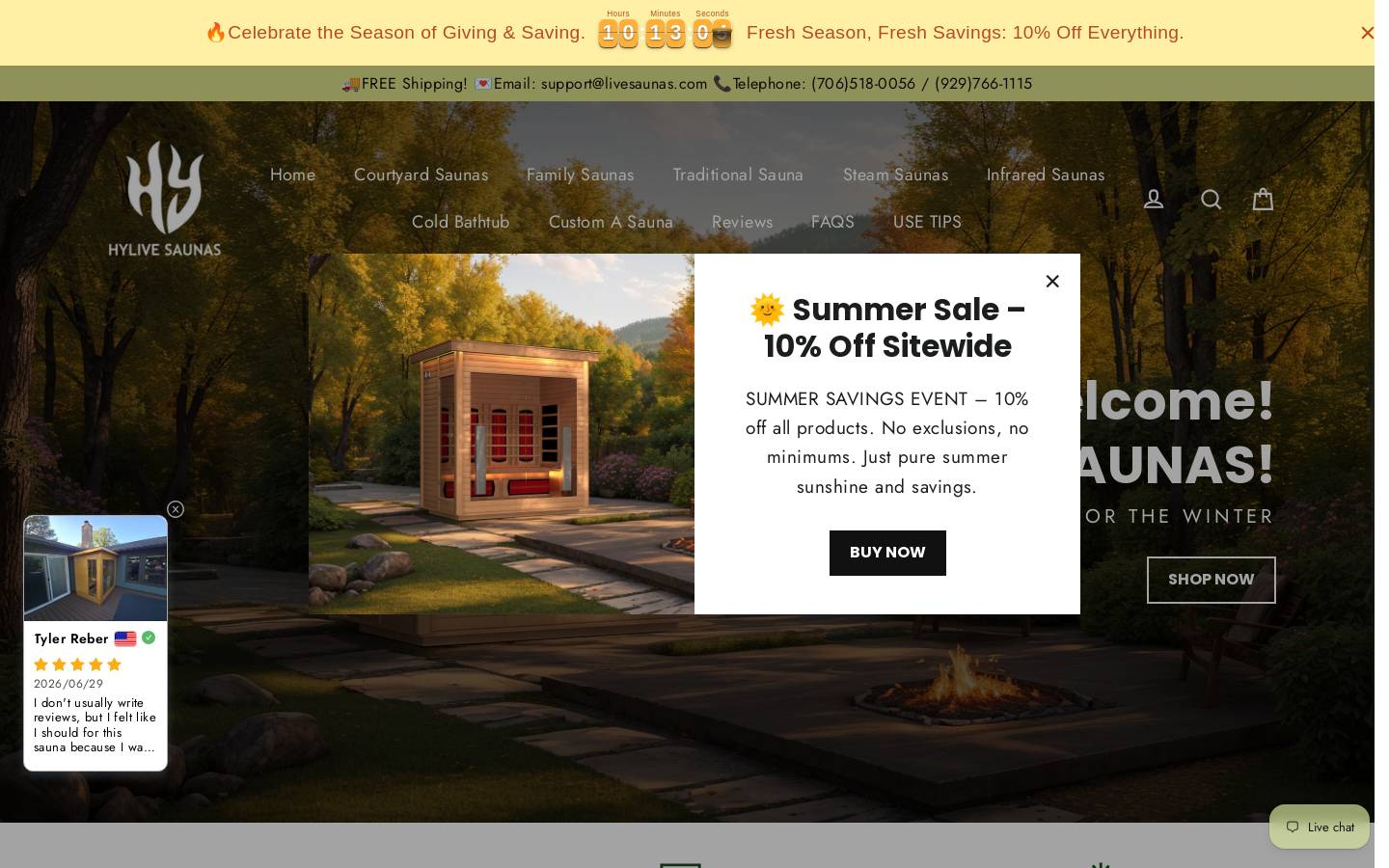 Livesaunas homepage screenshot