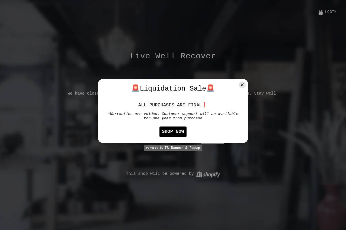 livewellrecover.com homepage screenshot