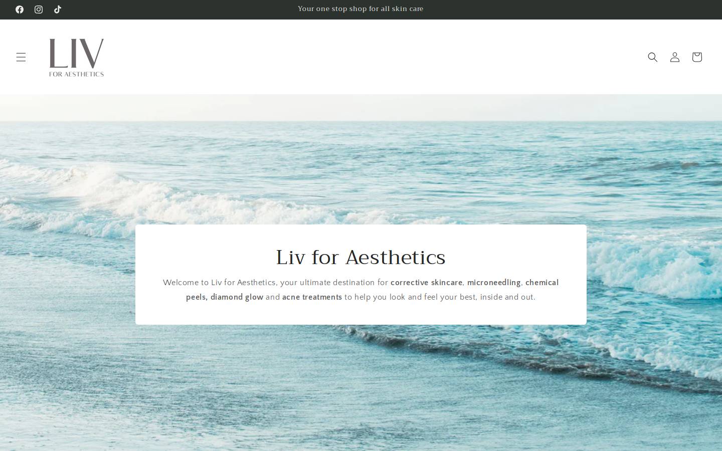 livforaesthetics.com homepage screenshot