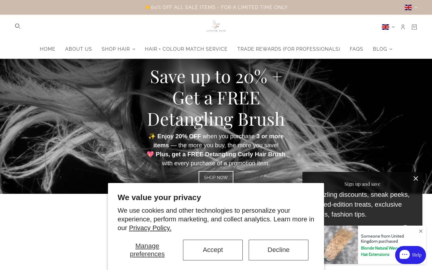 Livicor Hair homepage screenshot