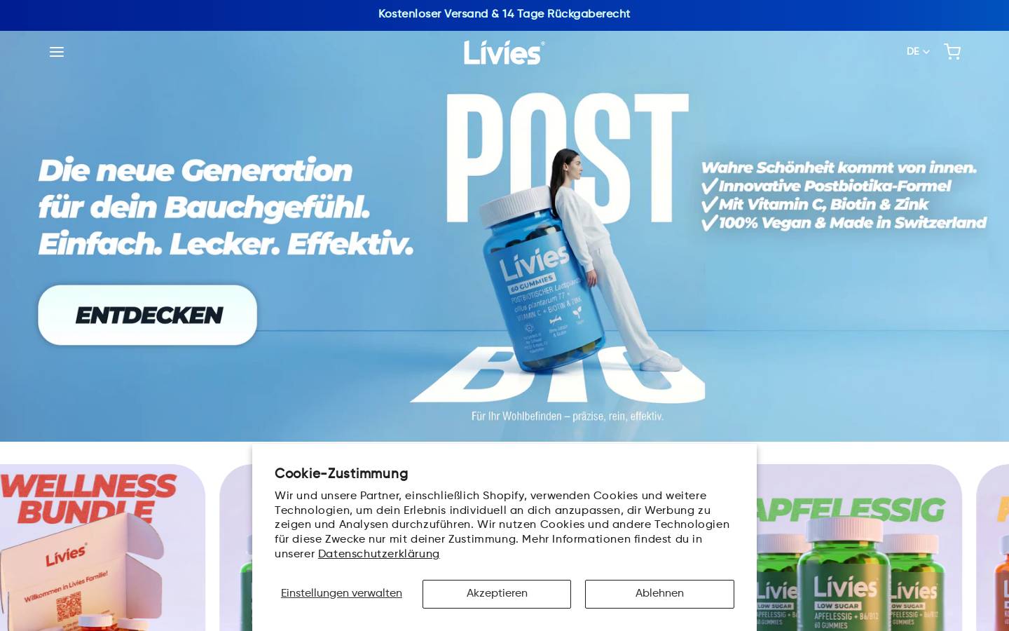 Livies homepage screenshot