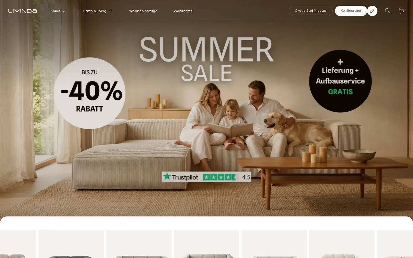 Livinda homepage screenshot