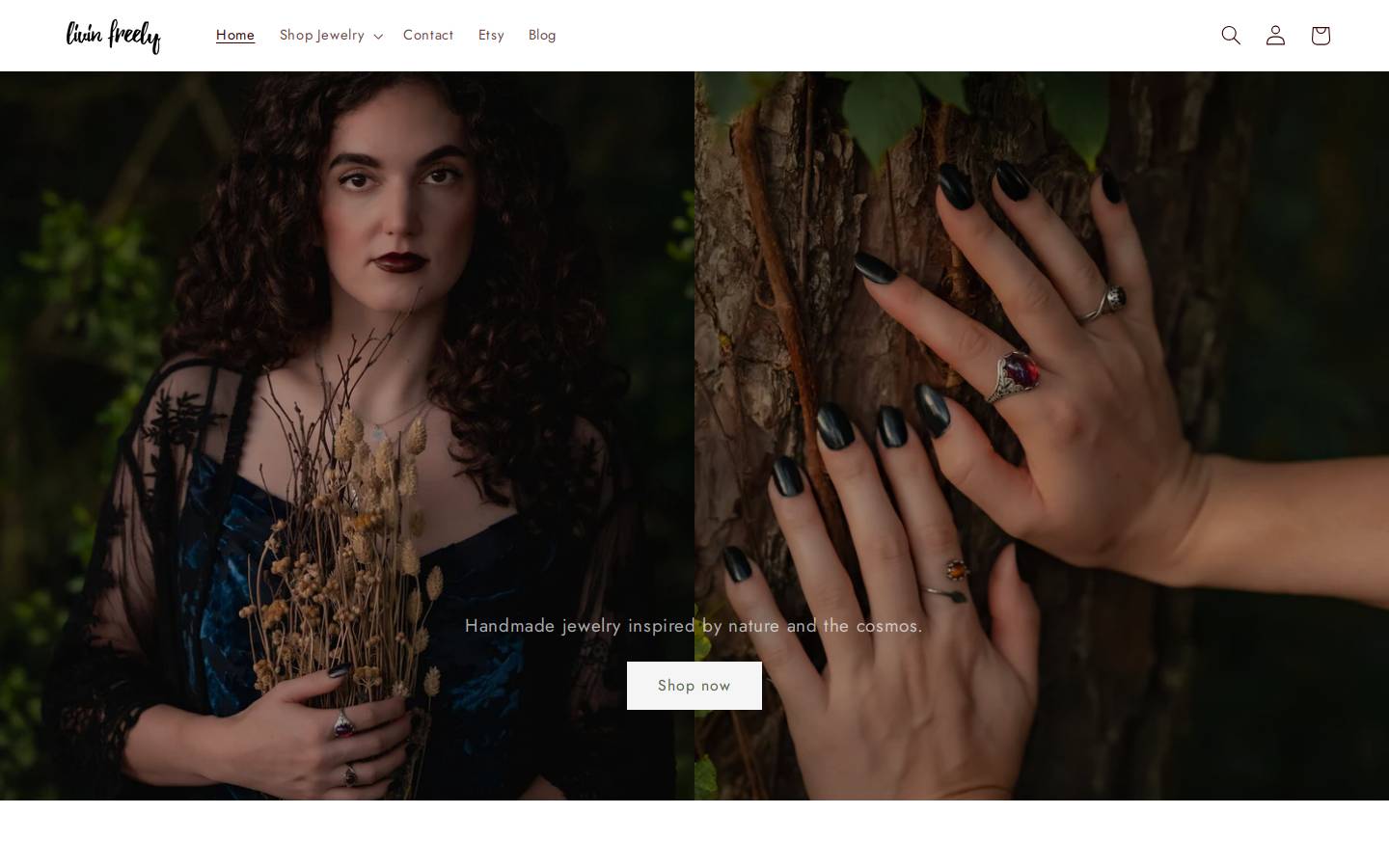 livinfreelyshop.com homepage screenshot