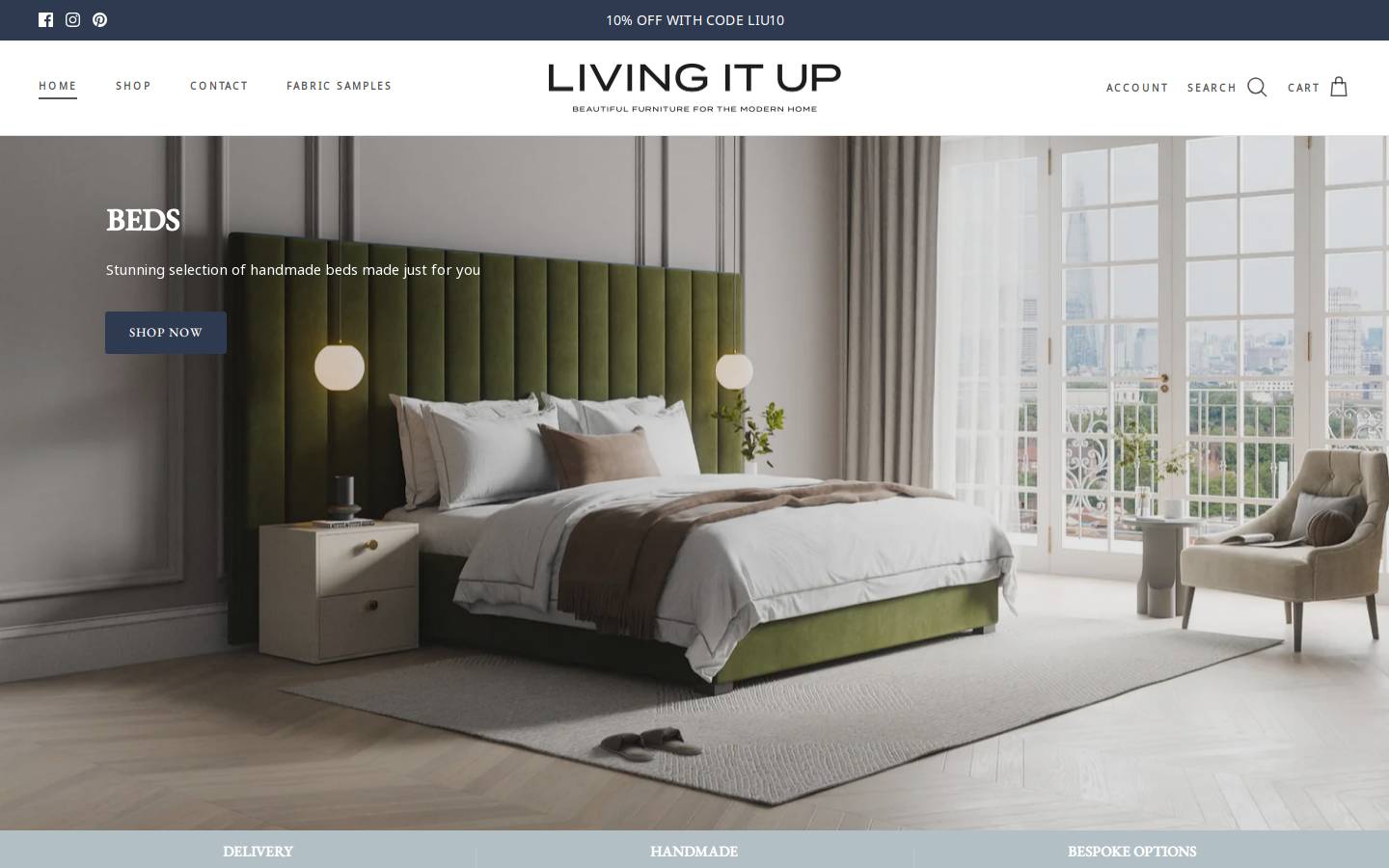 Living It Up homepage screenshot
