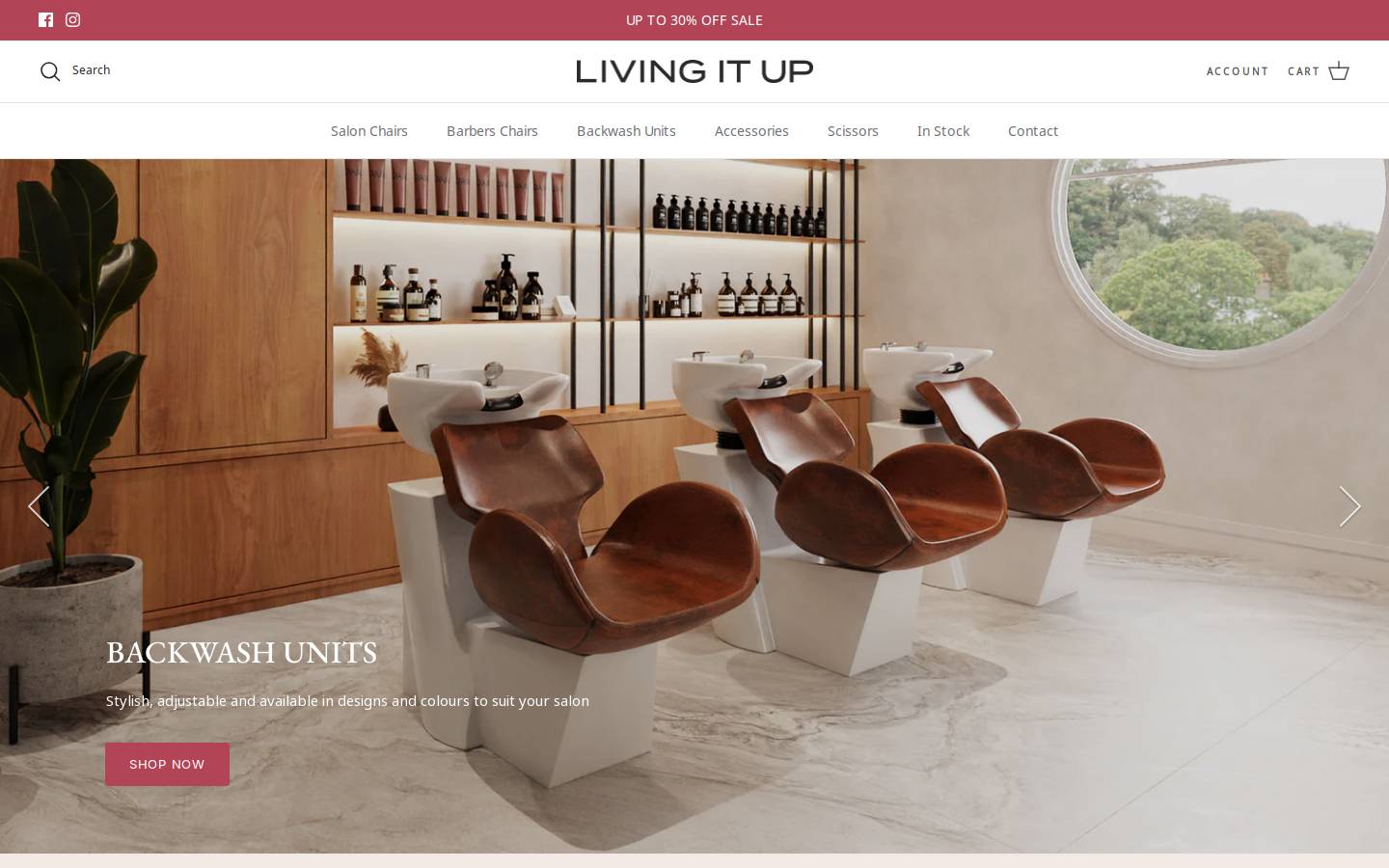 Living It Up Salon homepage screenshot