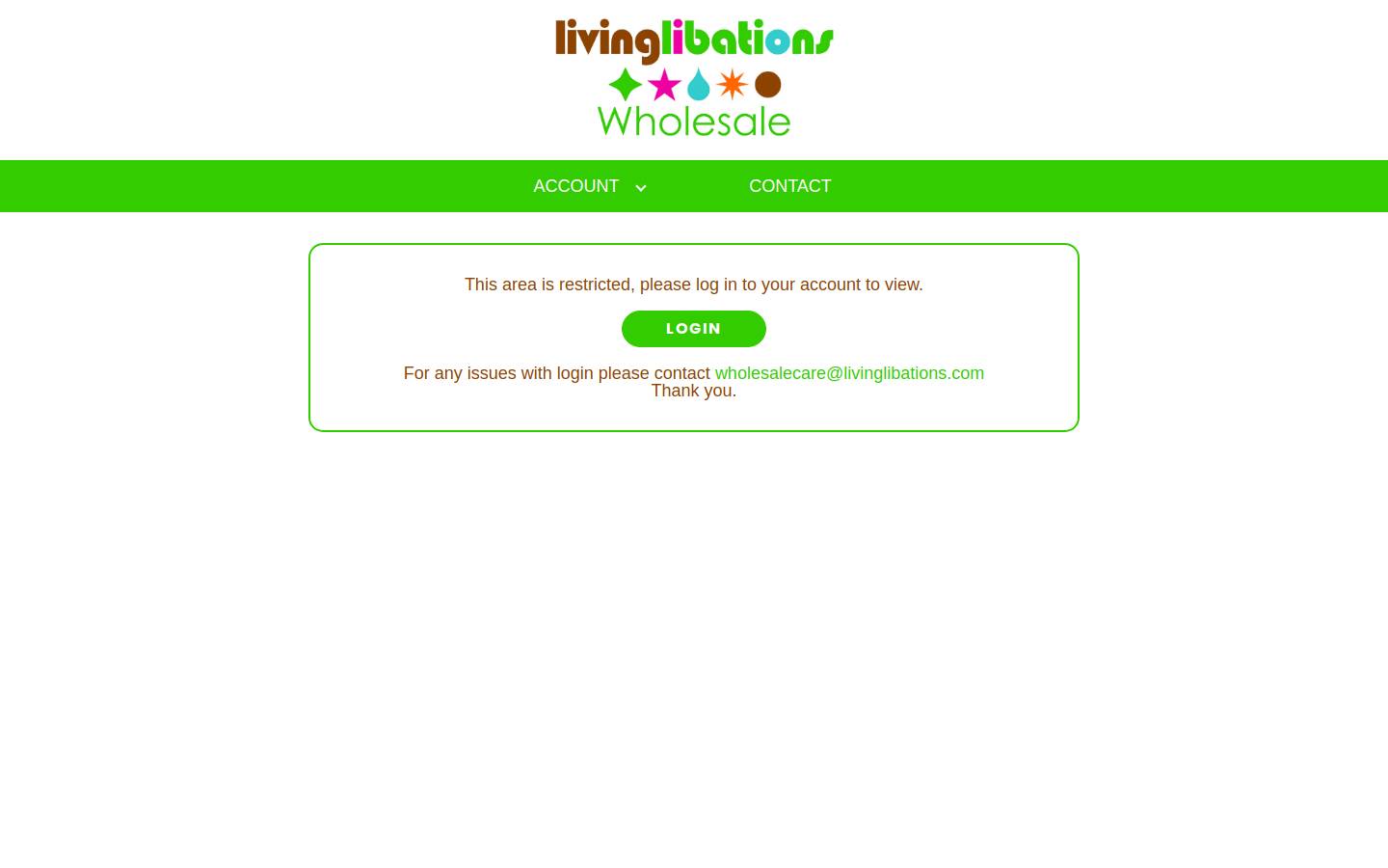 livinglibationswholesale.ca homepage screenshot