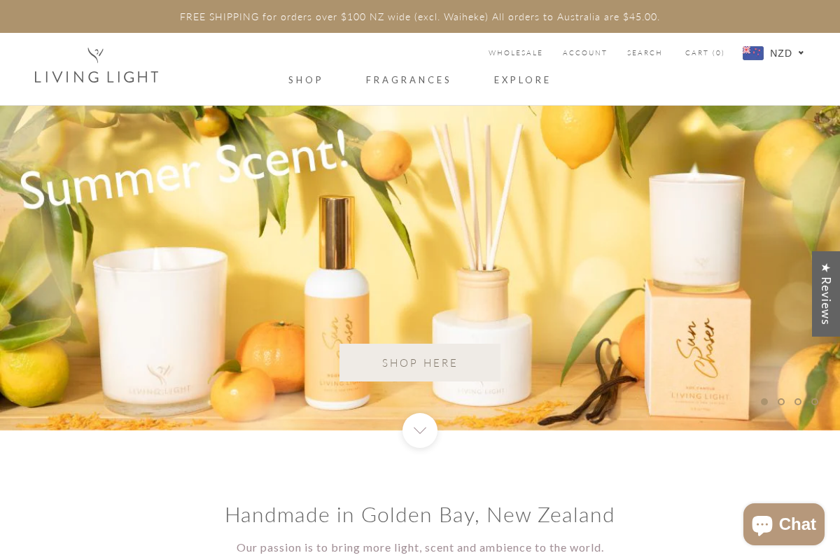 livinglightcandles.co.nz homepage screenshot