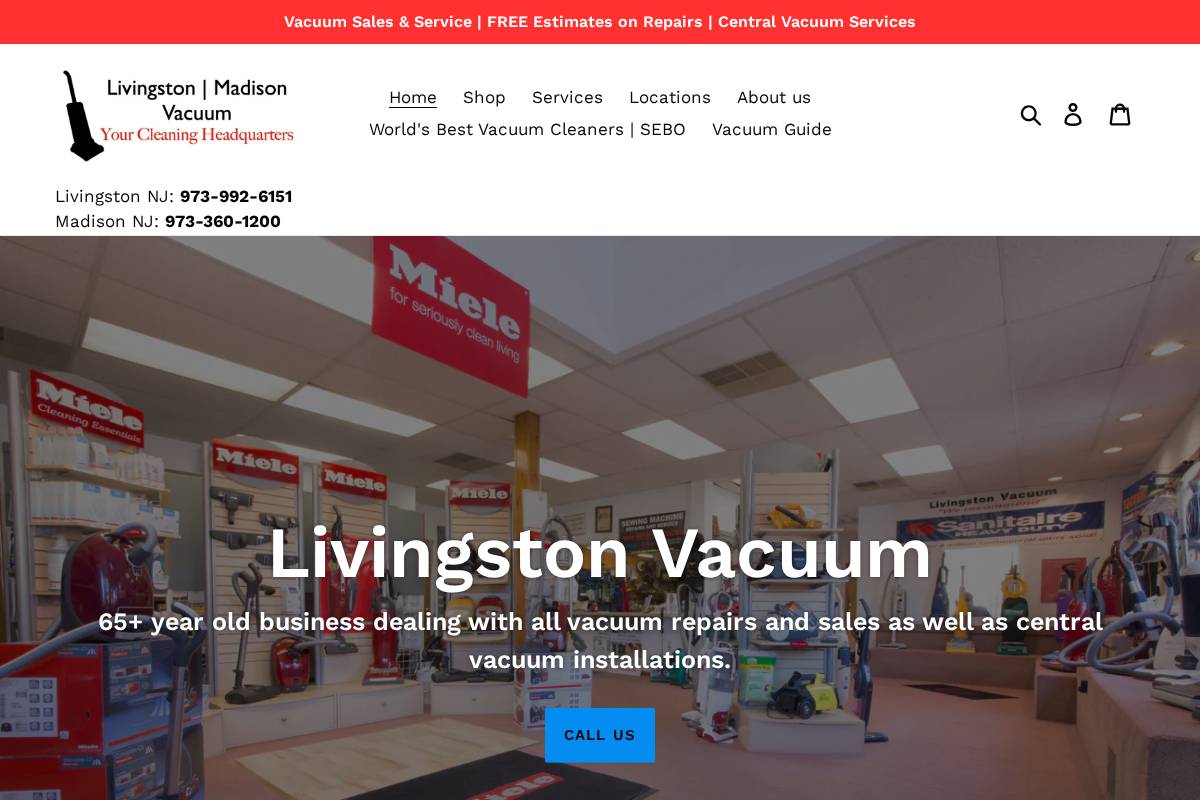 livingstonvacuum.com homepage screenshot