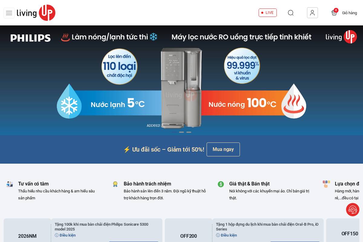 livingup.vn homepage screenshot