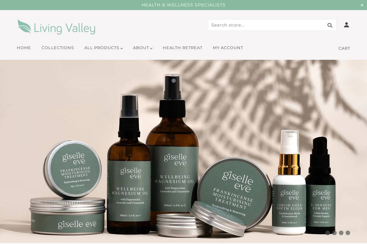 livingvalleyshop.com.au homepage screenshot