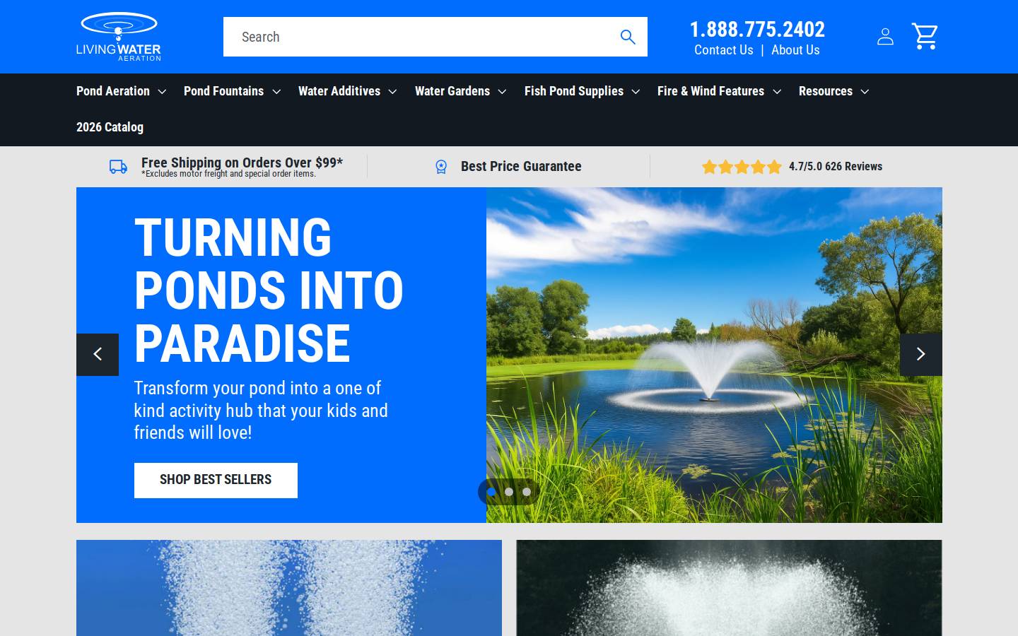 LivingWaterAeration homepage screenshot