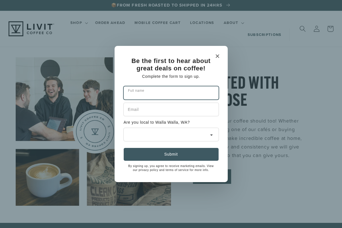 Livit Coffee Co. homepage screenshot