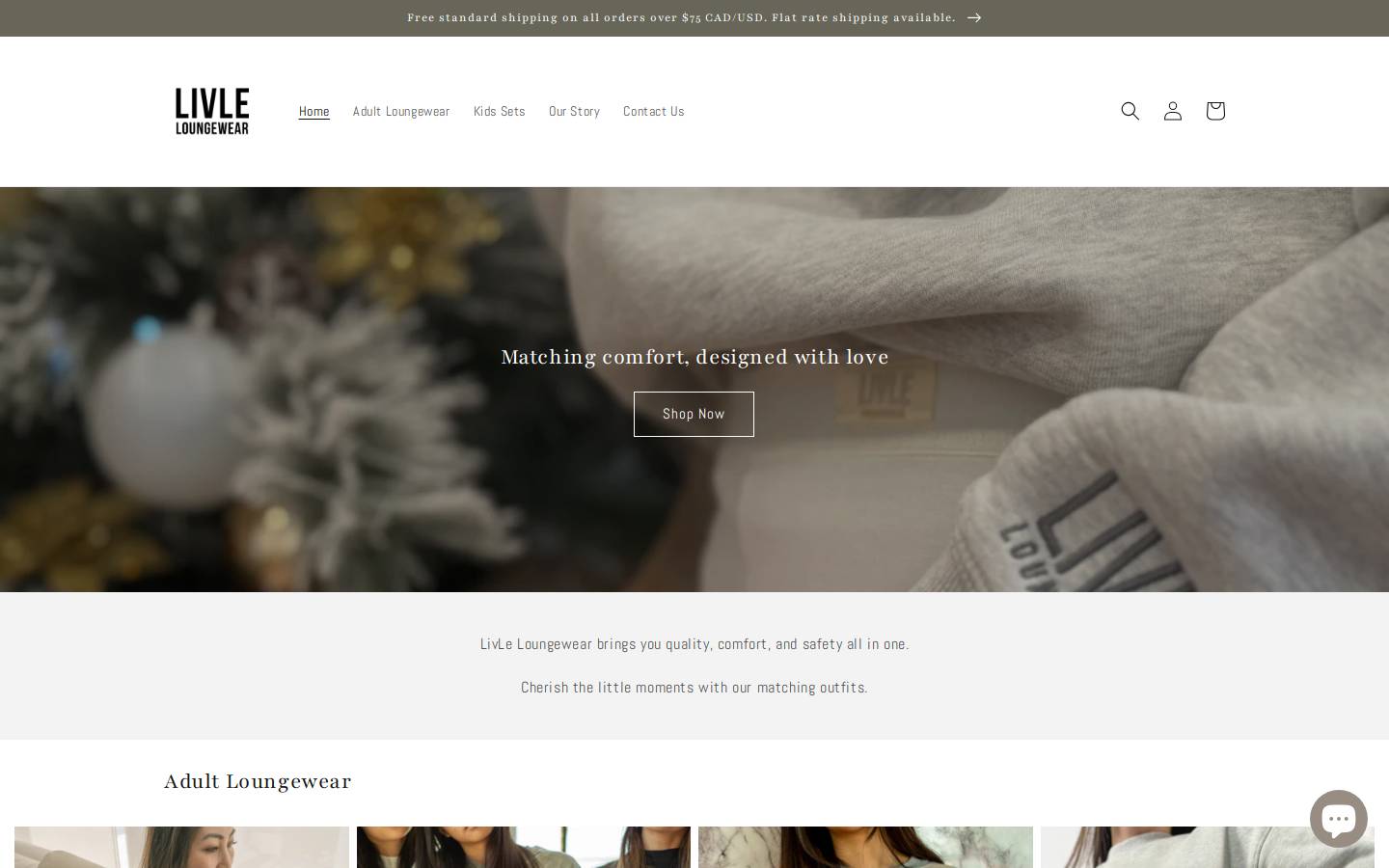 livleloungewear.com homepage screenshot