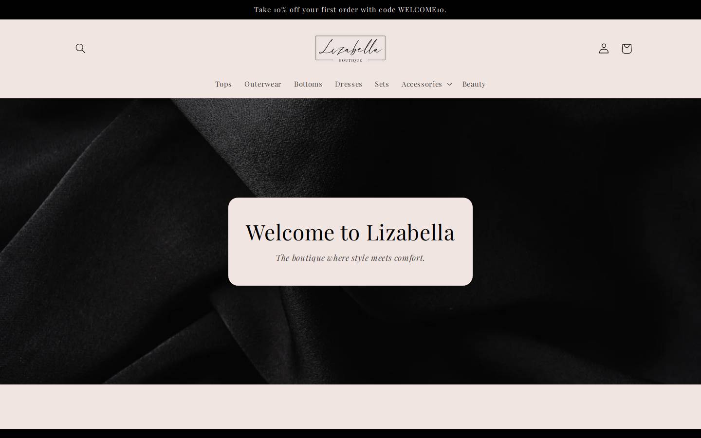 lizabellaboutique.com homepage screenshot