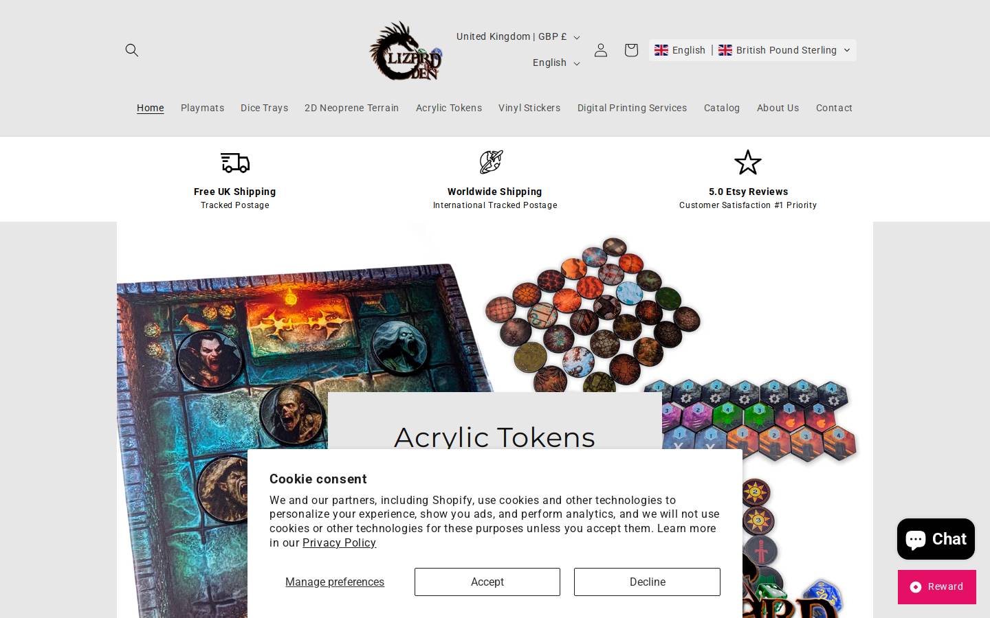 lizarddenstore.com homepage screenshot