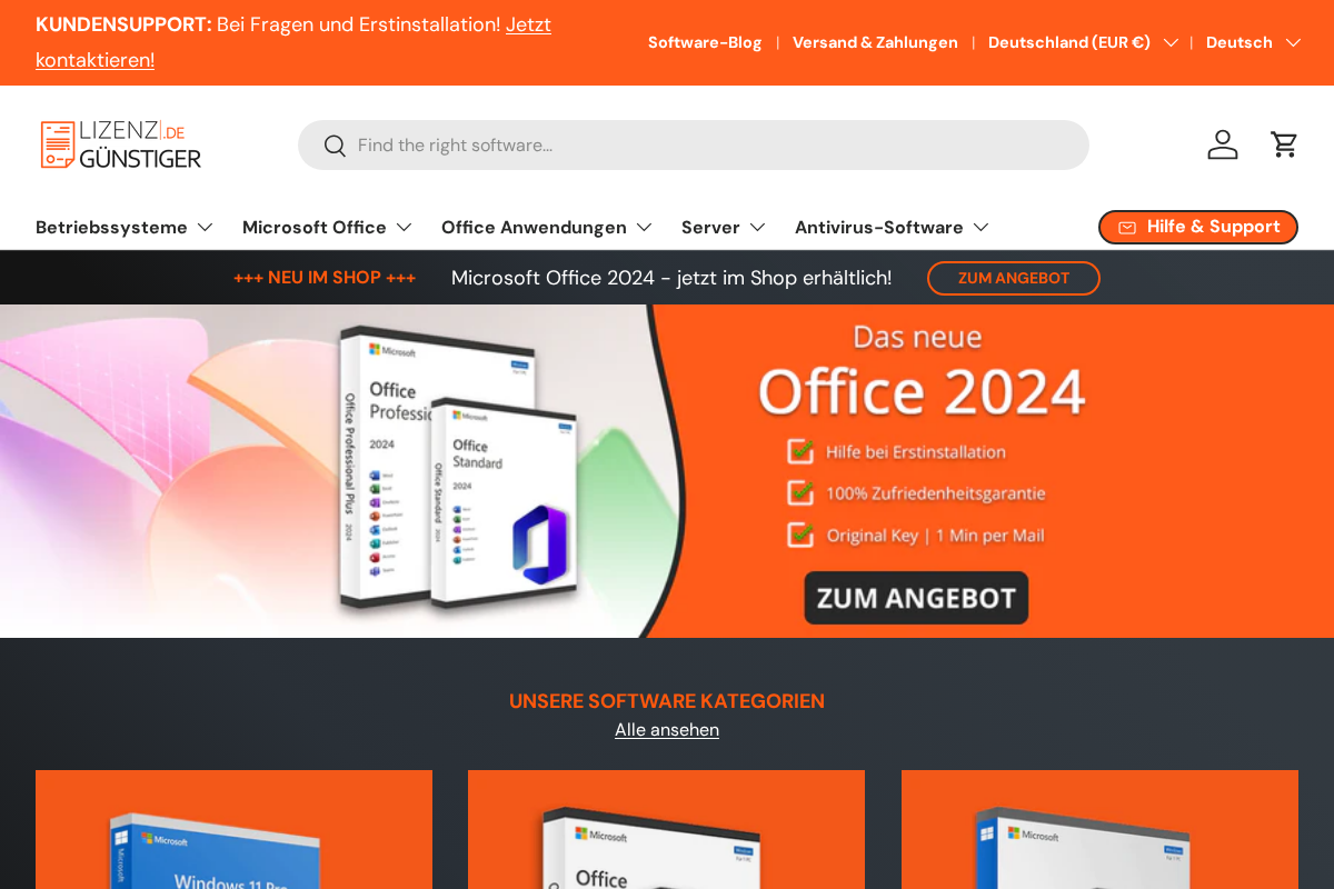 Lizenzgünstiger homepage screenshot