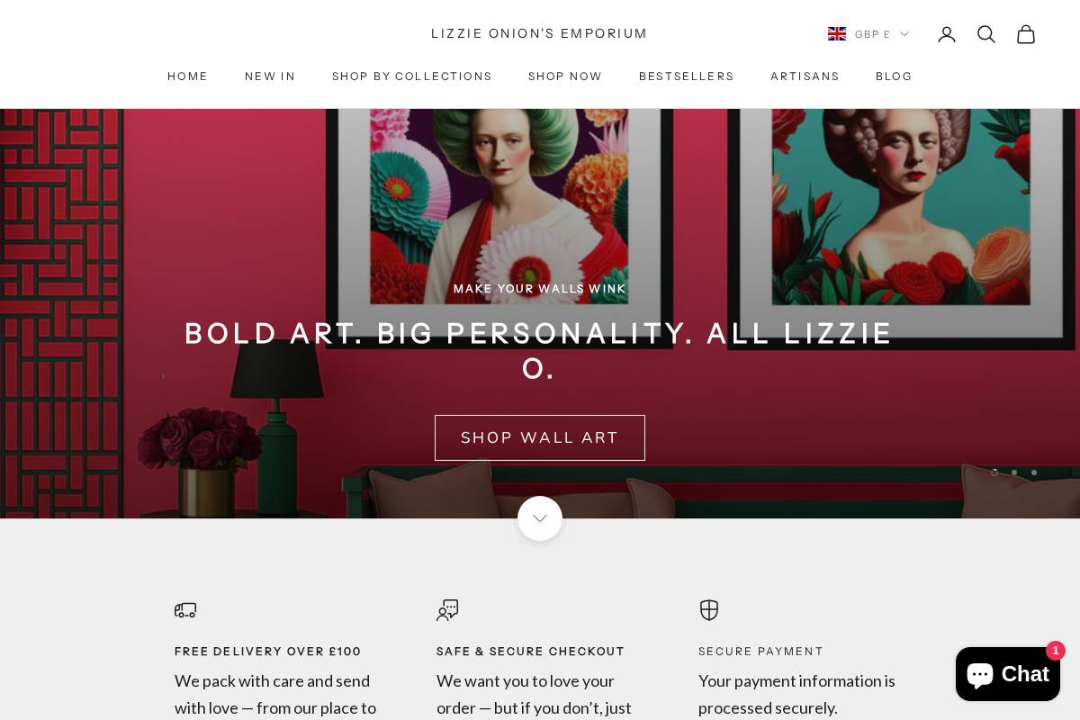 Liizzie Onions Emporium homepage screenshot