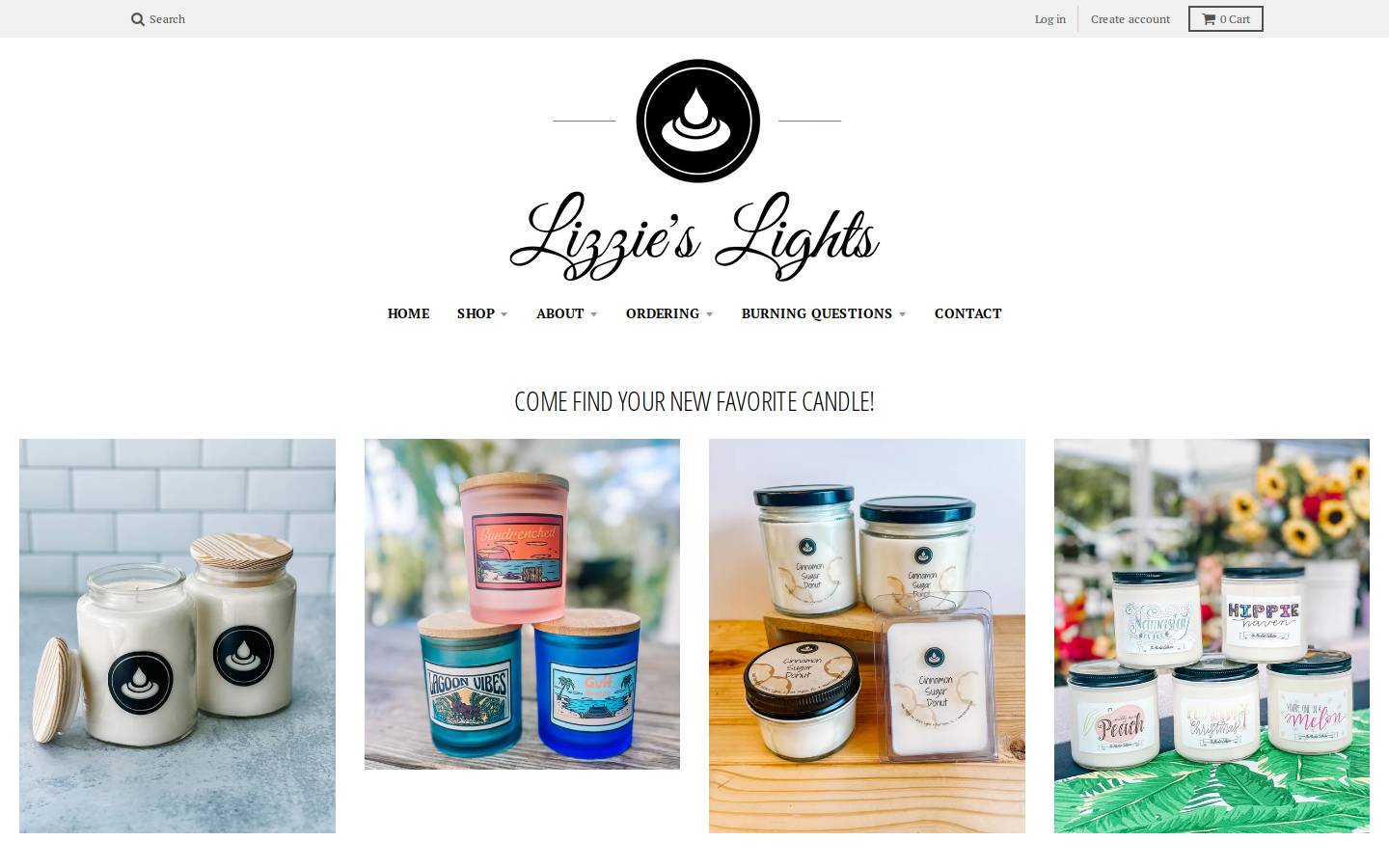 lizzieslights.com homepage screenshot