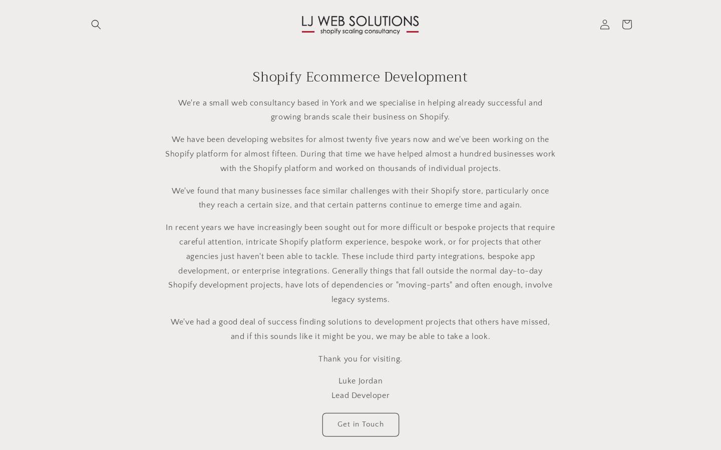 ljwebsolutions.co.uk homepage screenshot
