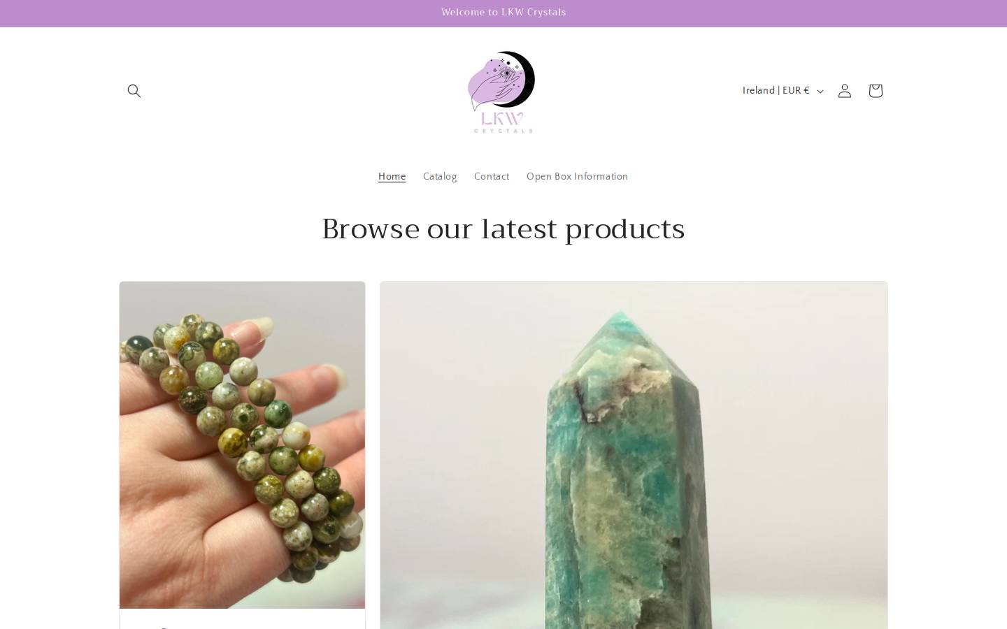 lkwcrystals.com homepage screenshot