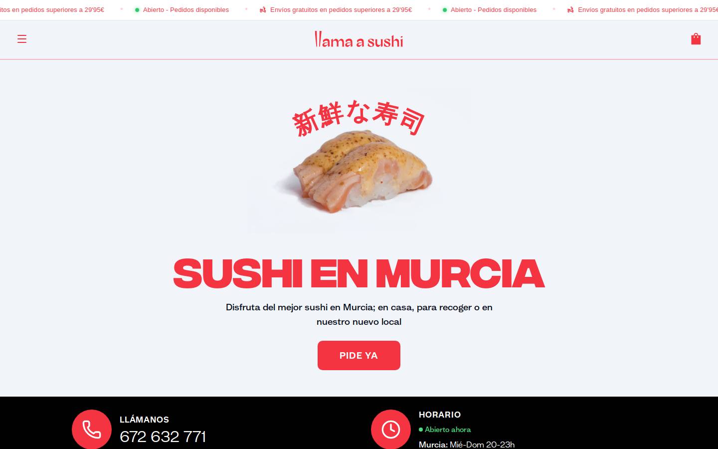 llamaasushi.com homepage screenshot